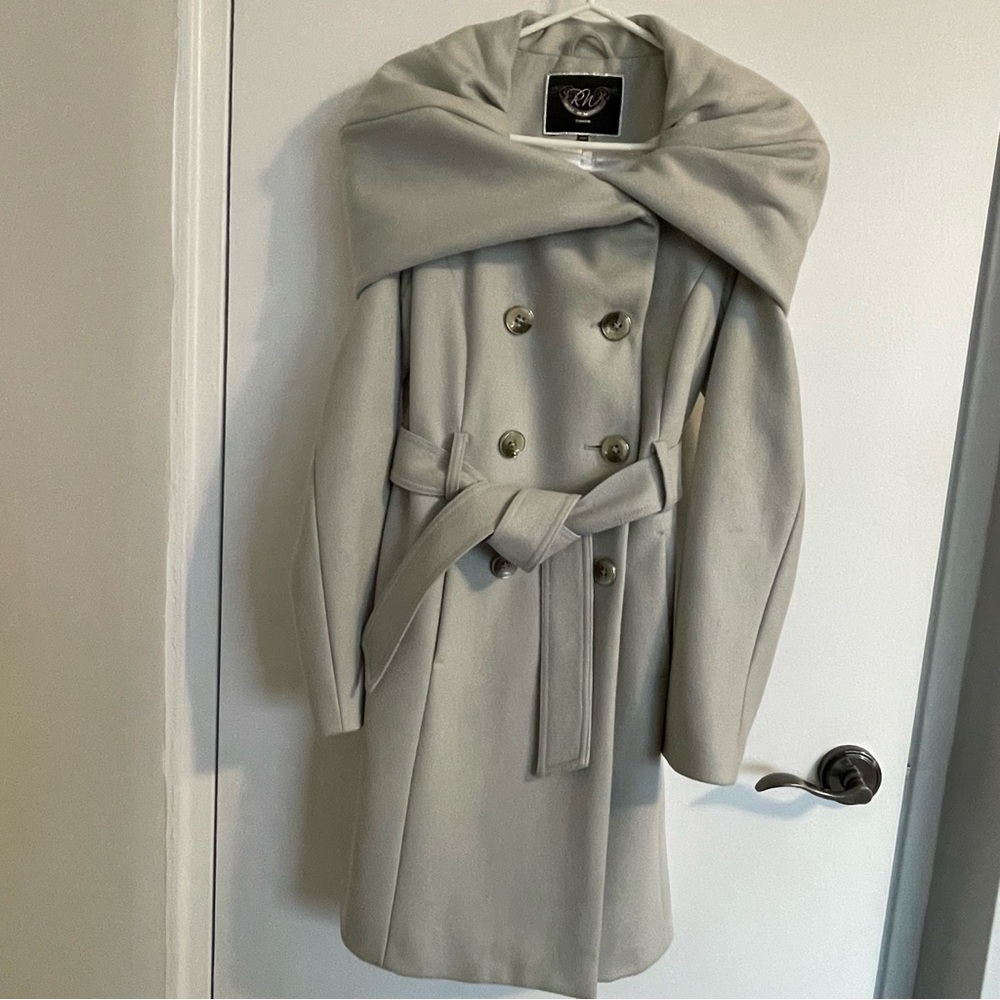 RW&CO. Pale Blue Wool Coat with Oversized hood/collar XS